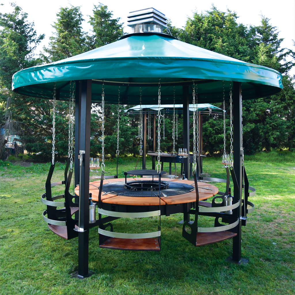 Brastuly® - "Experience" Gazebo Ignifugo ad 8 Posti - Con Altalene e Aspiratore Di Fumi