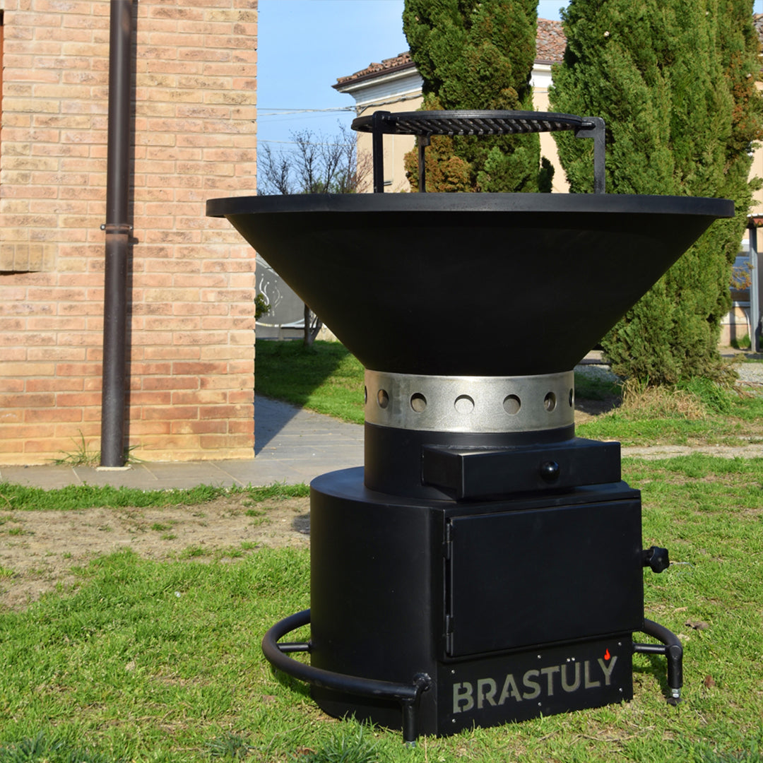 Brastuly® - Braciere Da Cottura con Affumicatore e Prese d'Aria in Acciaio Inox